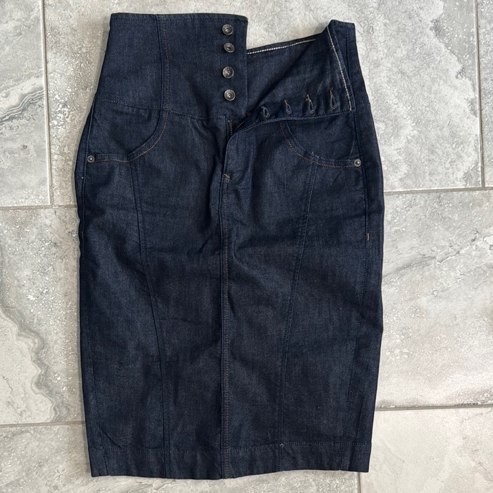 Armani Exchange Blue Pencil Skirt High-Waisted Denim